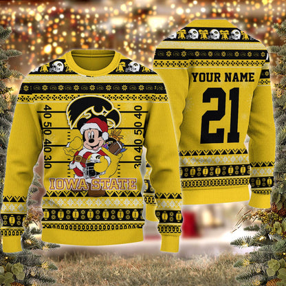 Lowa State Cyclones Mickey Mouse Santa Ugly Christmas Sweater