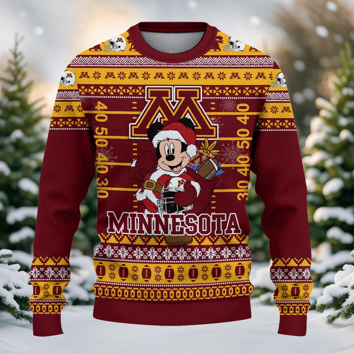 Minnesota Golden Gophers Mickey Mouse Santa Ugly Christmas Sweater