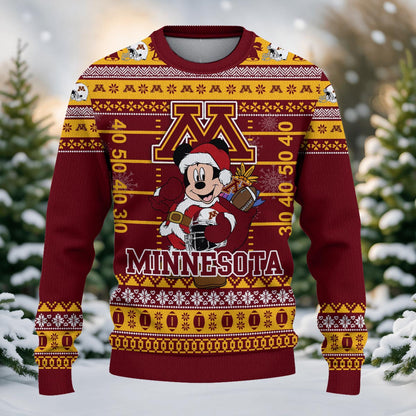 Minnesota Golden Gophers Mickey Mouse Santa Ugly Christmas Sweater