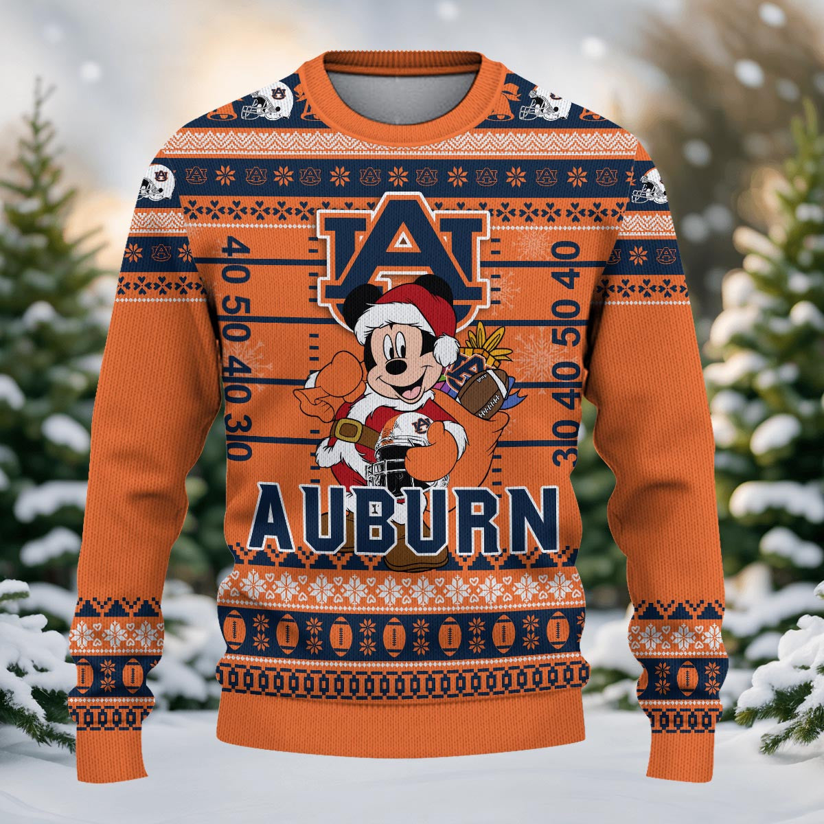 Auburn Tigers Mickey Mouse Santa Ugly Christmas Sweater