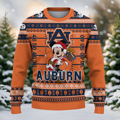 Auburn Tigers Mickey Mouse Santa Ugly Christmas Sweater