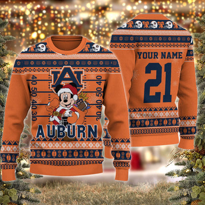 Auburn Tigers Mickey Mouse Santa Ugly Christmas Sweater