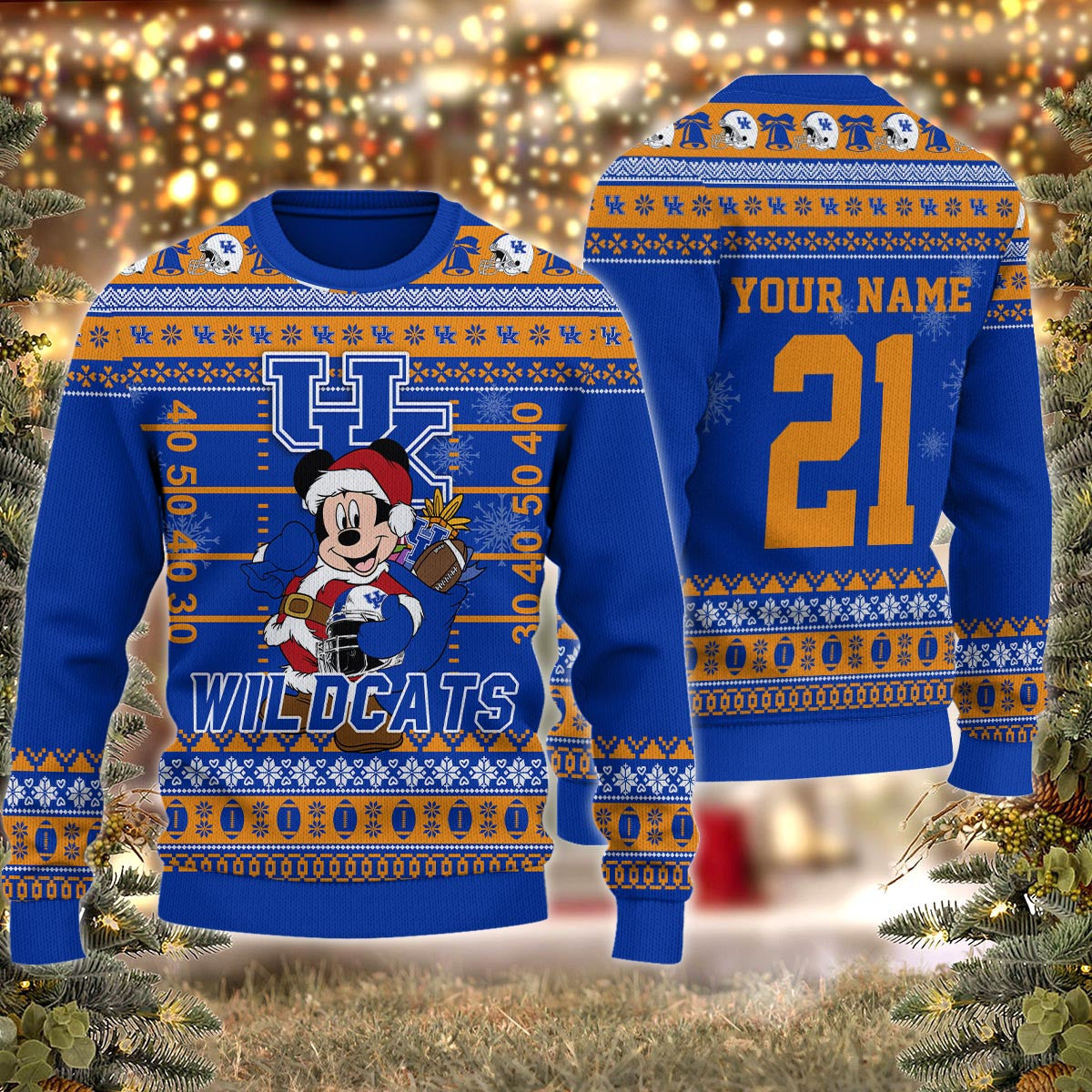 Kentucky Wildcats Mickey Mouse Santa Ugly Christmas Sweater