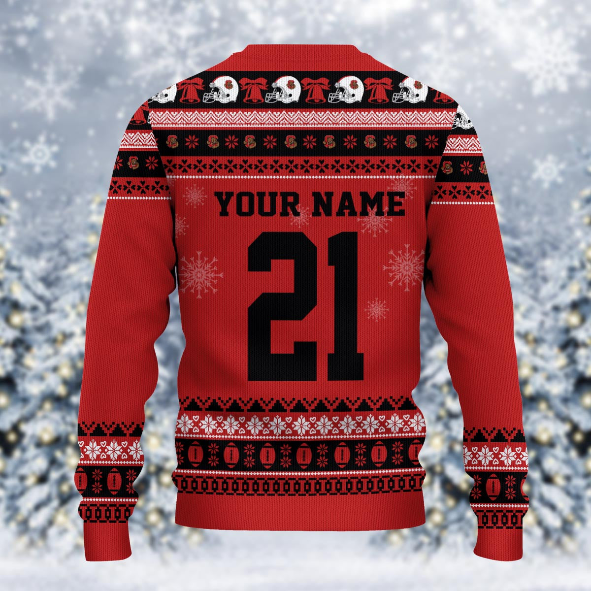 Cornell Big Red Mickey Mouse Santa Ugly Christmas Sweater