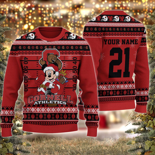 Cornell Big Red Mickey Mouse Santa Ugly Christmas Sweater