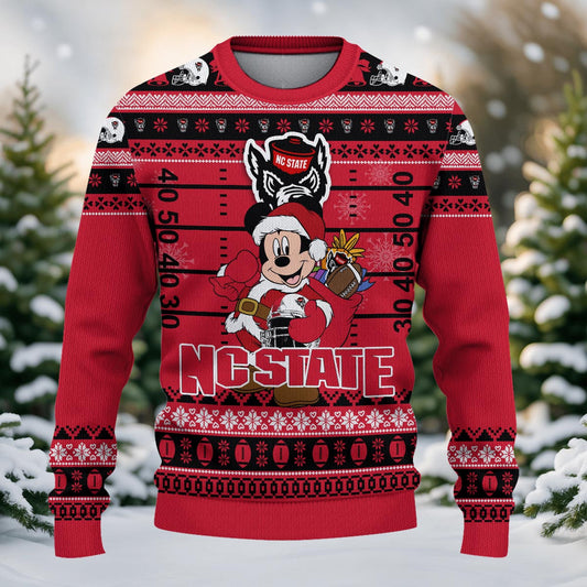 Nc State Wolfpack Mickey Mouse Santa Ugly Christmas Sweater