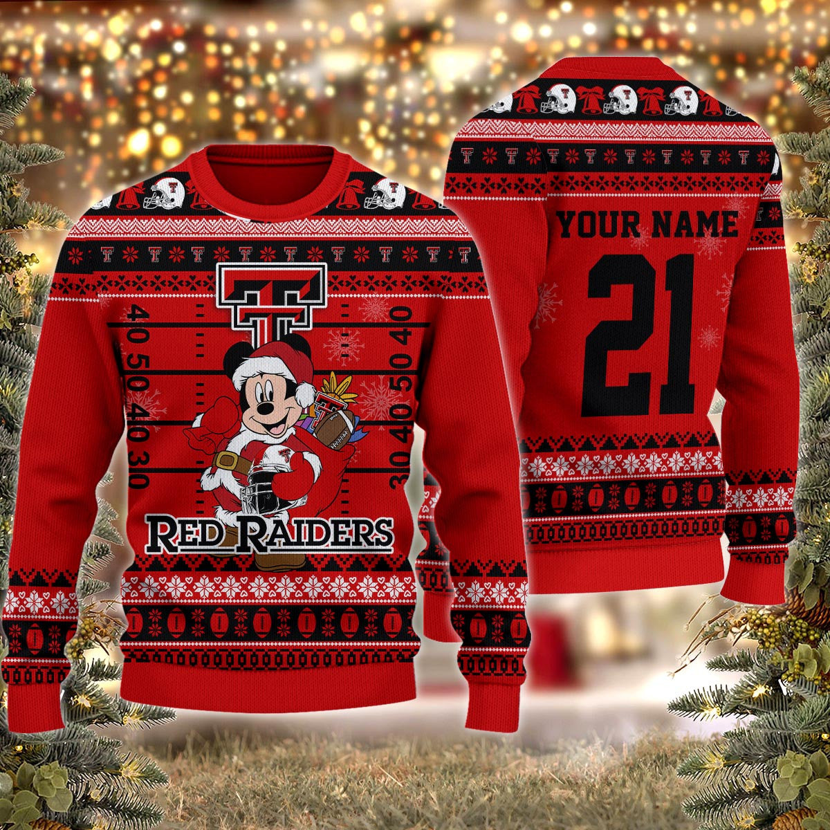 Texas Tech Red Raiders Mickey Mouse Santa Ugly Christmas Sweater