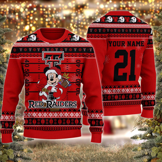 Texas Tech Red Raiders Mickey Mouse Santa Ugly Christmas Sweater