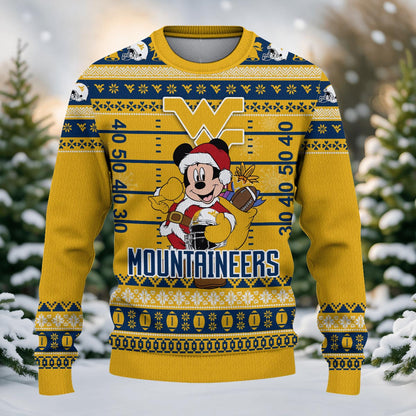 West Virginia Mountaineers Mickey Mouse Santa Ugly Christmas Sweater