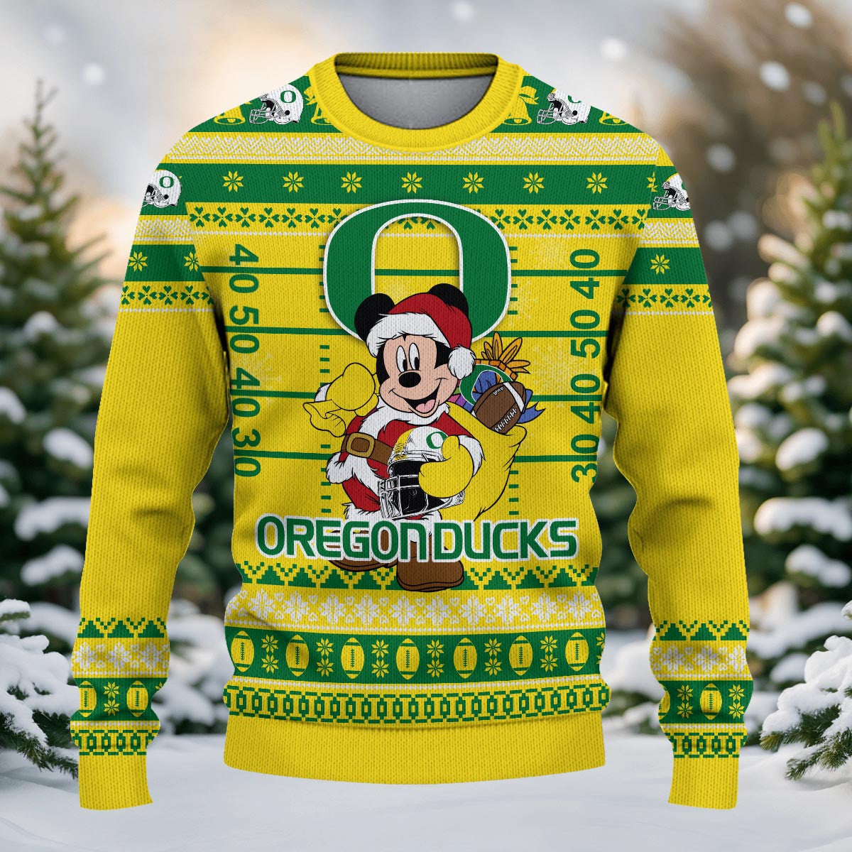 Oregon Ducks Mickey Mouse Santa Ugly Christmas Sweater