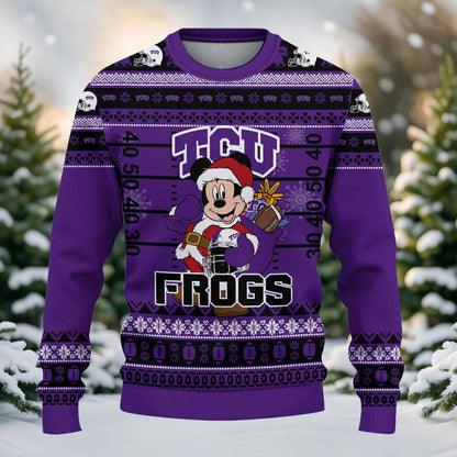 Tcu Horned Frogs Mickey Mouse Santa Ugly Christmas Sweater