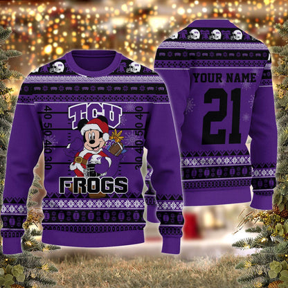 Tcu Horned Frogs Mickey Mouse Santa Ugly Christmas Sweater
