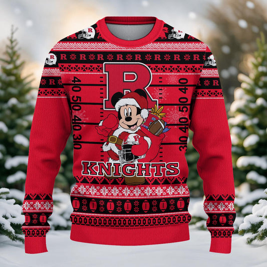 Rutgers Scarlet Knights Mickey Mouse Santa Ugly Christmas Sweater