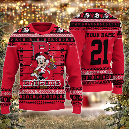 Rutgers Scarlet Knights Mickey Mouse Santa Ugly Christmas Sweater