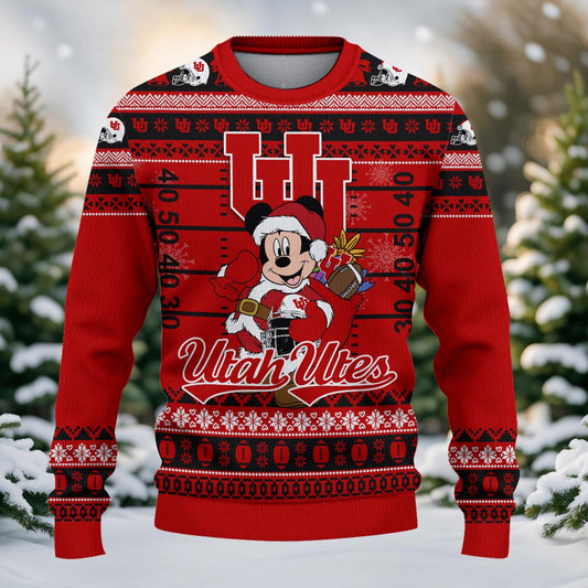 Utah Utes Mickey Mouse Santa Ugly Christmas Sweater
