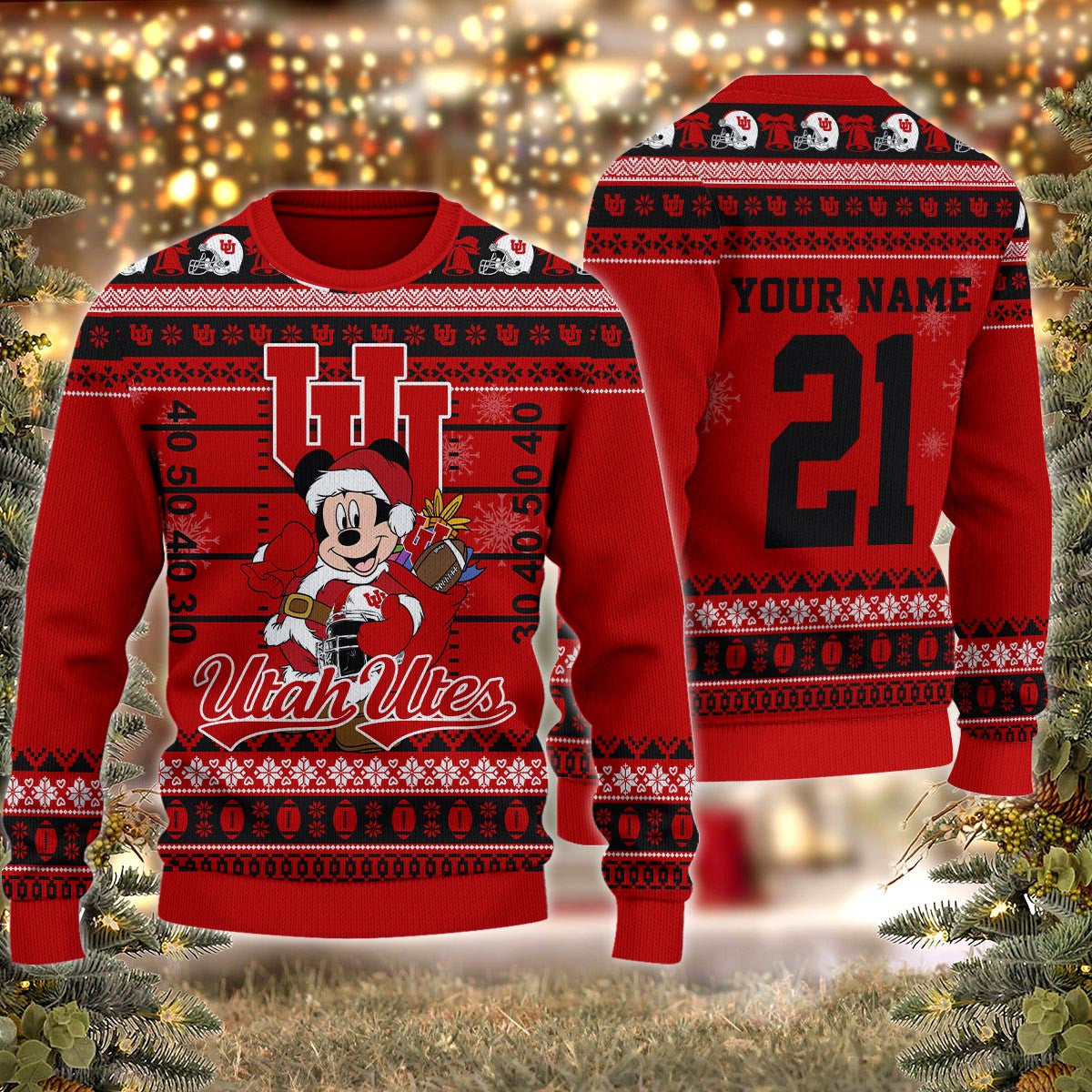Utah Utes Mickey Mouse Santa Ugly Christmas Sweater