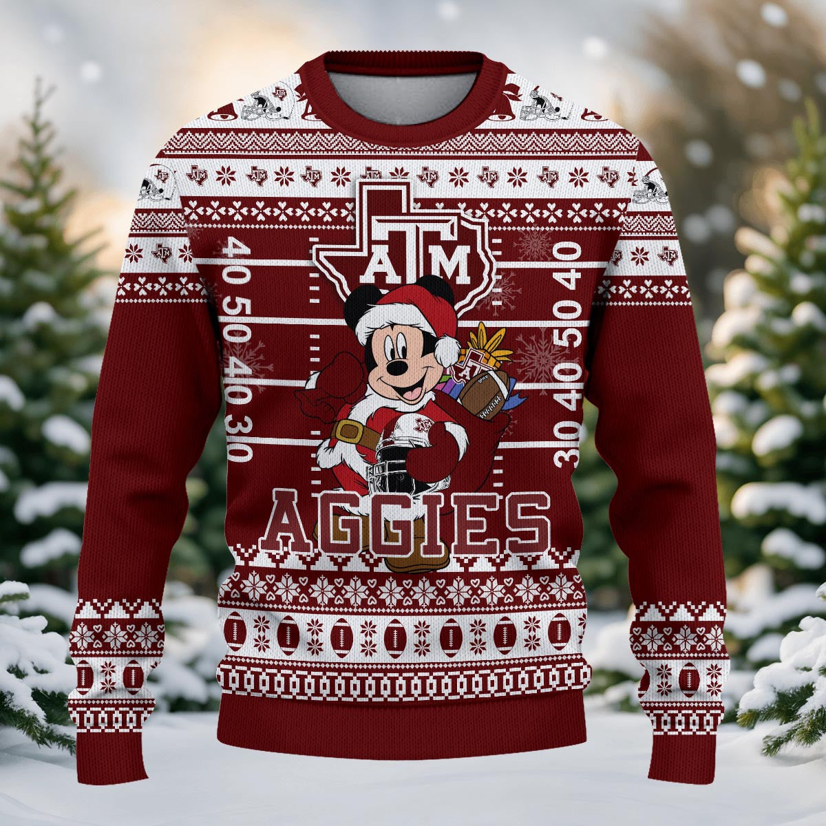 Texas A&m Aggies Mickey Mouse Santa Ugly Christmas Sweater