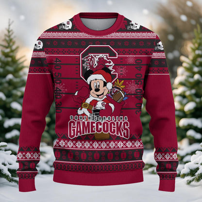 South Carolina Gamecocks Mickey Mouse Santa Ugly Christmas Sweater
