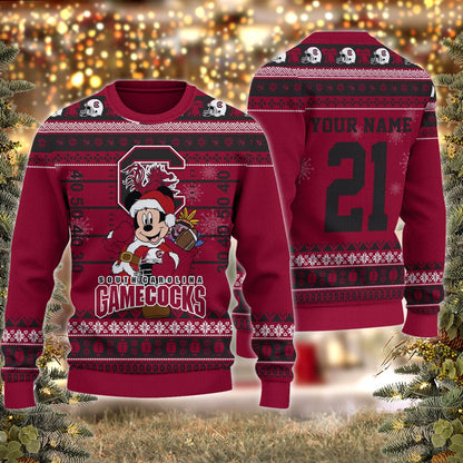 South Carolina Gamecocks Mickey Mouse Santa Ugly Christmas Sweater