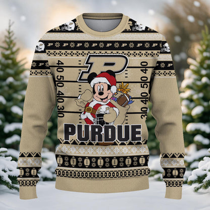 Purdue Boilermakers Mickey Mouse Santa Ugly Christmas Sweater