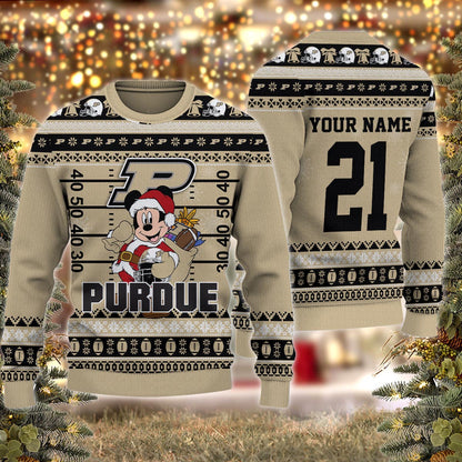 Purdue Boilermakers Mickey Mouse Santa Ugly Christmas Sweater