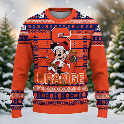 Syracuse Orange Mickey Mouse Santa Ugly Christmas Sweater