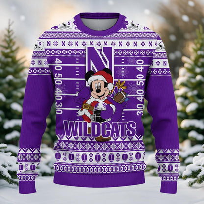 Northwestern Wildcats Mickey Mouse Santa Ugly Christmas Sweater