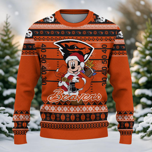 Oregon State Beavers Mickey Mouse Santa Ugly Christmas Sweater