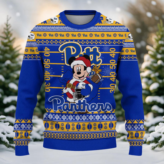 Pittsburgh Panthers Mickey Mouse Santa Ugly Christmas Sweater