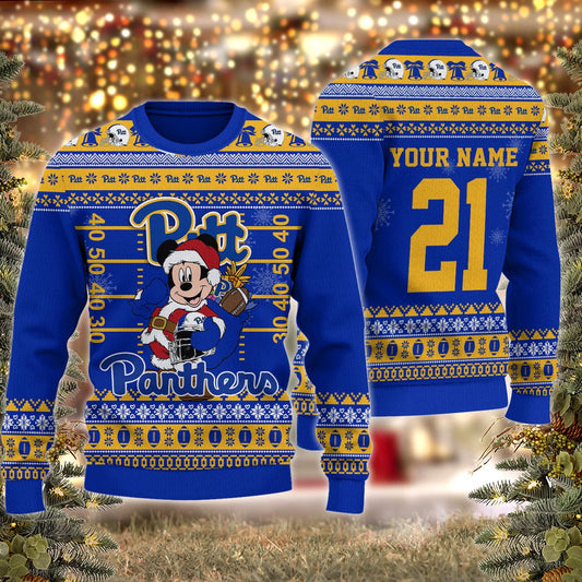 Pittsburgh Panthers Mickey Mouse Santa Ugly Christmas Sweater