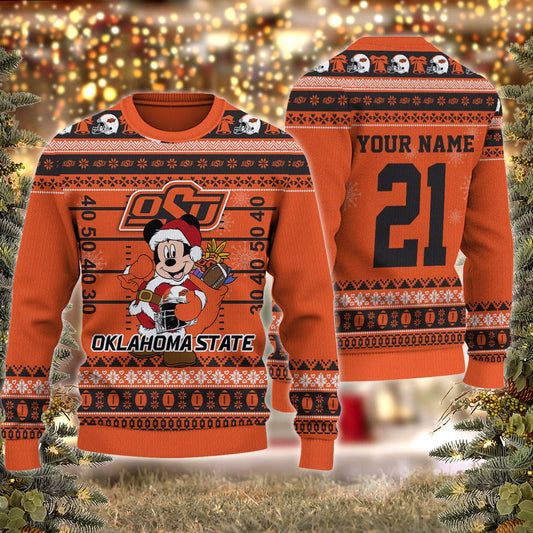 Oklahoma State Cowboys Mickey Mouse Santa Ugly Christmas Sweater