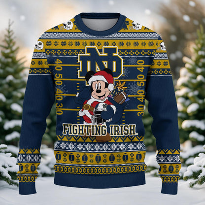 Notre Dame Fighting Irish Mickey Mouse Santa Ugly Christmas Sweater