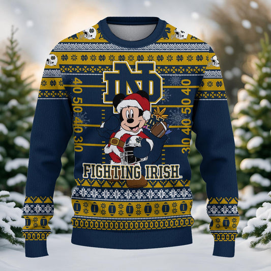 Notre Dame Fighting Irish Mickey Mouse Santa Ugly Christmas Sweater