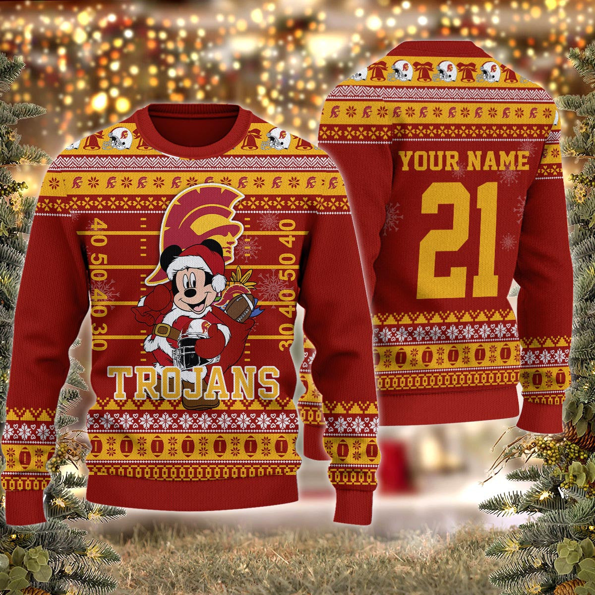 Usc Trojans Mickey Mouse Santa Ugly Christmas Sweater