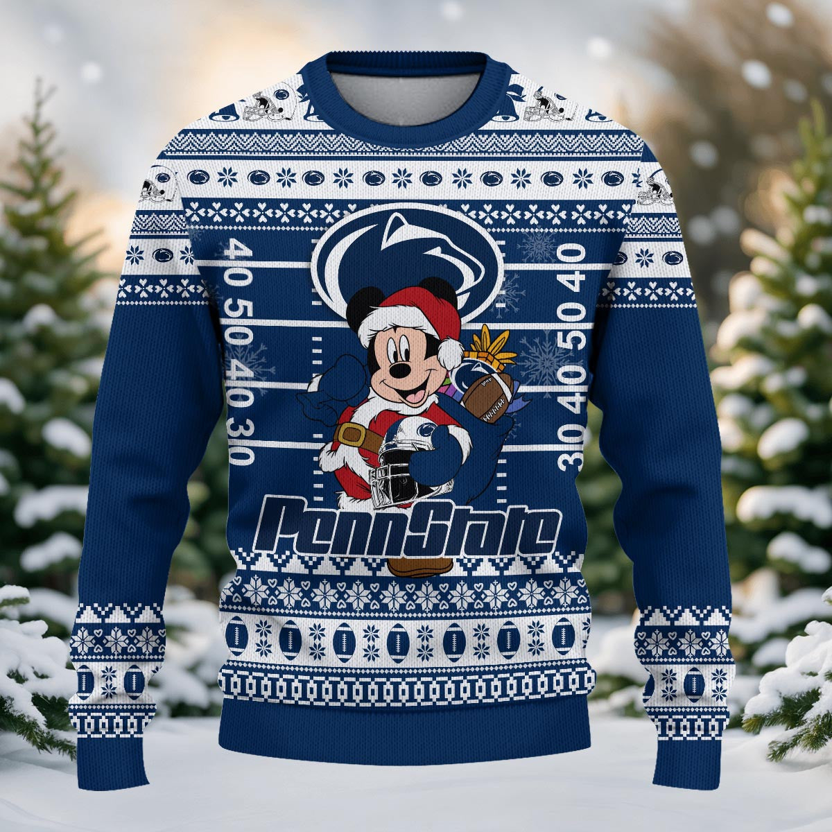 Penn State Nittany Lions Mickey Mouse Santa Ugly Christmas Sweater