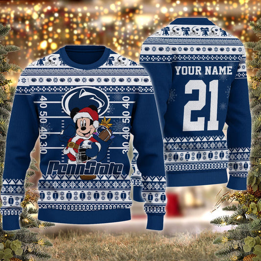 Penn State Nittany Lions Mickey Mouse Santa Ugly Christmas Sweater