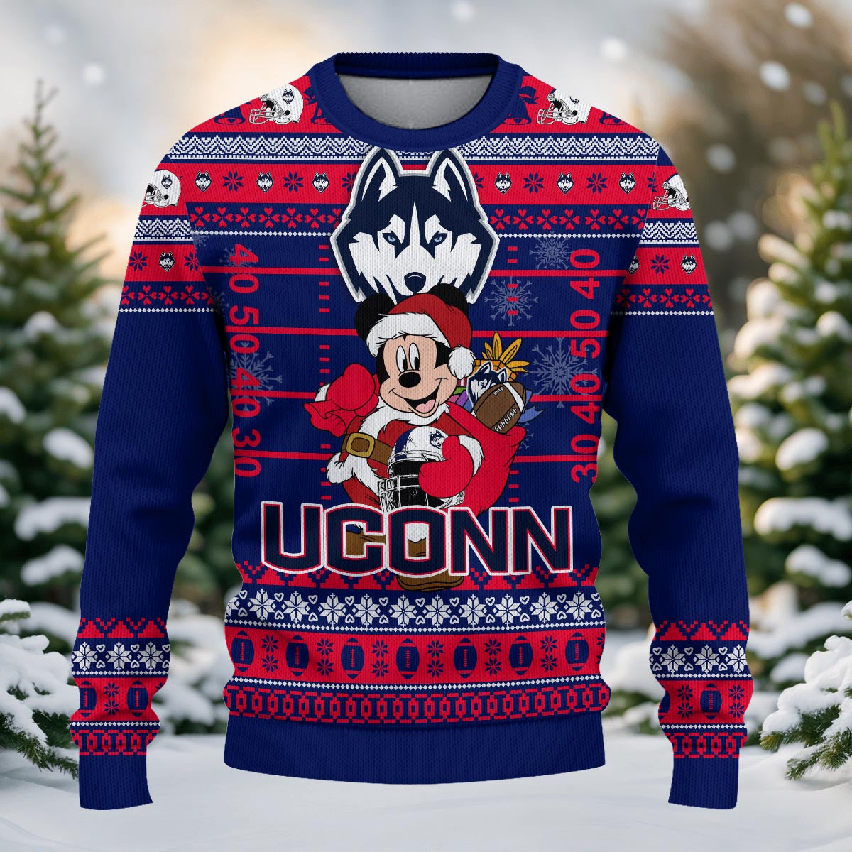 Uconn Huskies Mickey Mouse Santa Ugly Christmas Sweater
