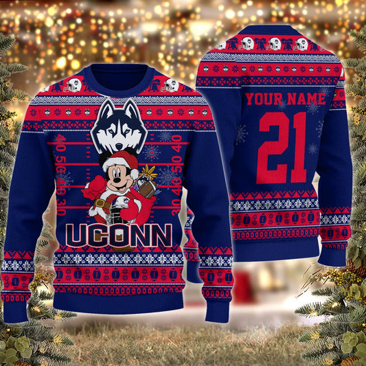 Uconn Huskies Mickey Mouse Santa Ugly Christmas Sweater