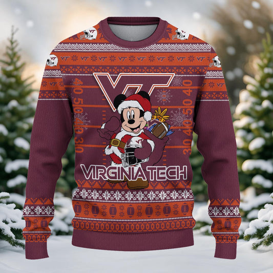 Virginia Tech Hokies Mickey Mouse Santa Ugly Christmas Sweater