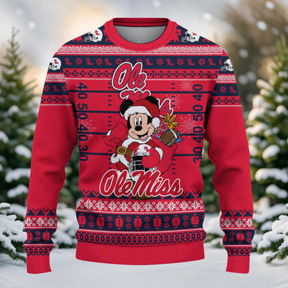 Ole Miss Rebels Mickey Mouse Santa Ugly Christmas Sweater