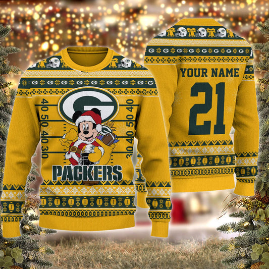 Green Bay Packers Mickey Mouse Santa Ugly Christmas Sweater