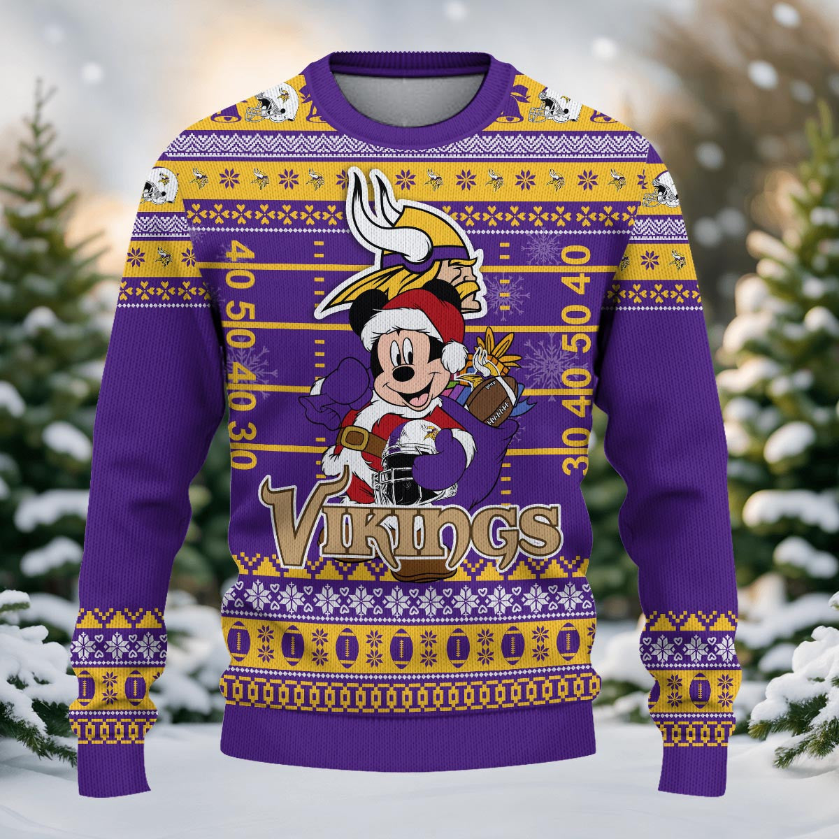 Minnesota Vikings Mickey Mouse Santa Ugly Christmas Sweater