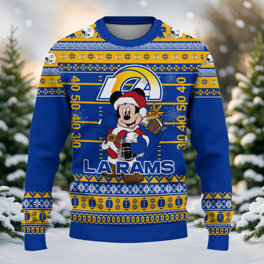 Los Angeles Rams Mickey Mouse Santa Ugly Christmas Sweater