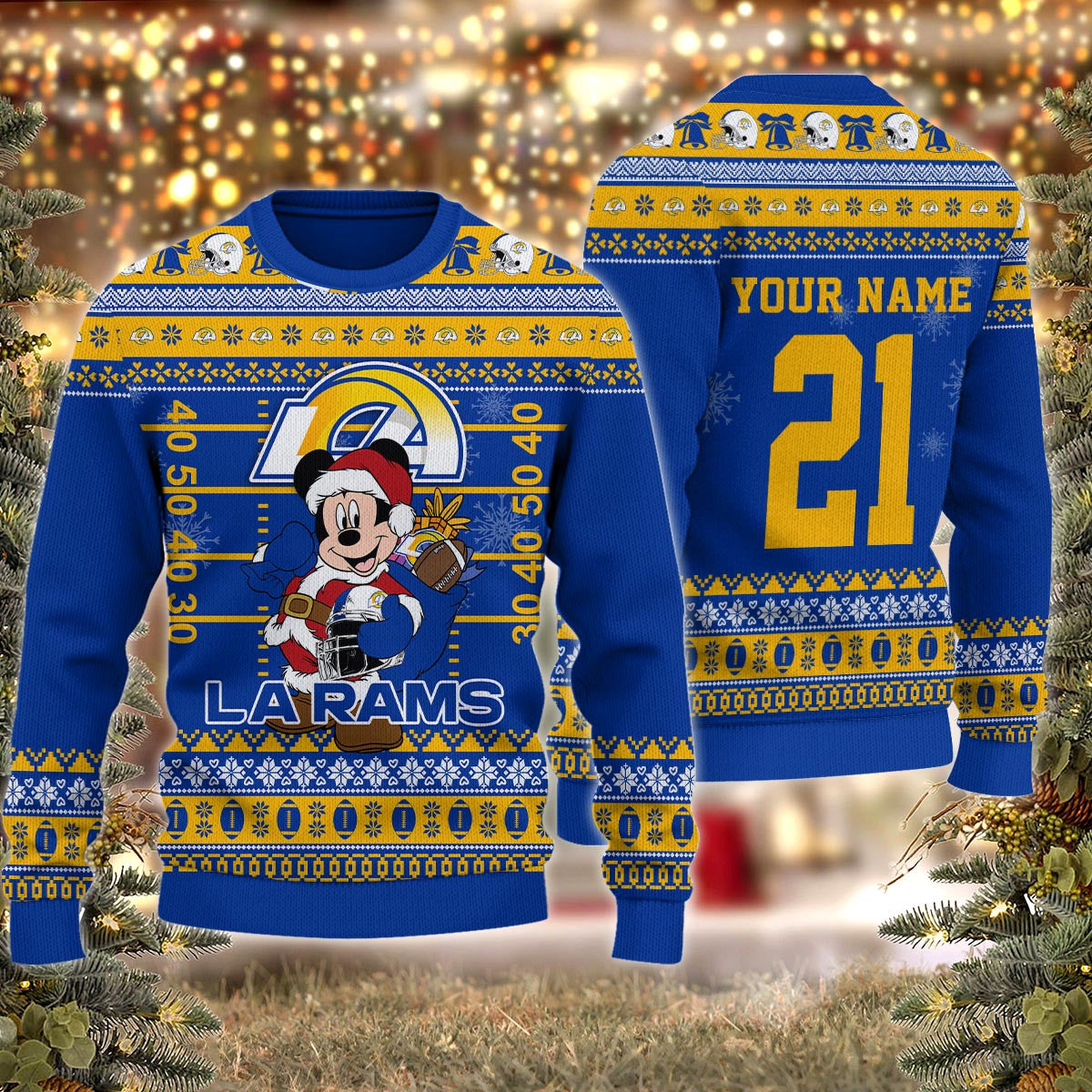 Los Angeles Rams Mickey Mouse Santa Ugly Christmas Sweater