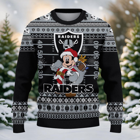Las Vegas Raiders Mickey Mouse Santa Ugly Christmas Sweater