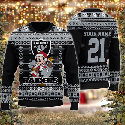 Las Vegas Raiders Mickey Mouse Santa Ugly Christmas Sweater