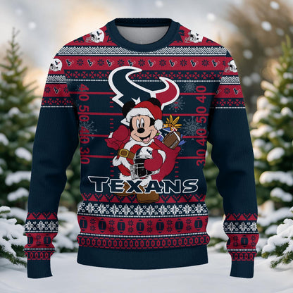 Houston Texans Mickey Mouse Santa Ugly Christmas Sweater