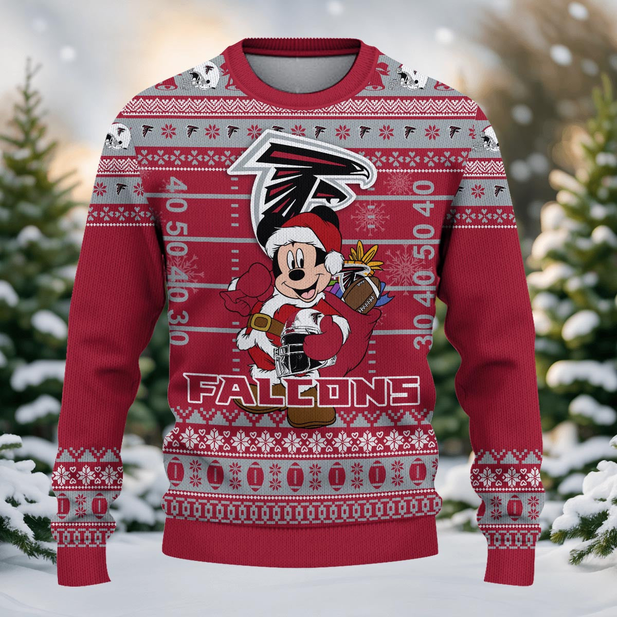 Atlanta Falcons Mickey Mouse Santa Ugly Christmas Sweater