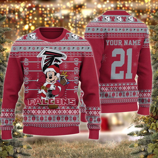 Atlanta Falcons Mickey Mouse Santa Ugly Christmas Sweater
