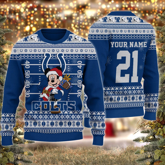 Indianapolis Colts Mickey Mouse Santa Ugly Christmas Sweater